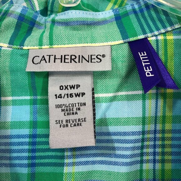 Catherine's Sleeveless Plaid Button Front Shirt - Picture 2 of 4